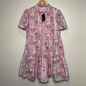 Crown And Ivy Dress‎ Size LARGE Pink Green Floral Smocked Flowy Whimsical NWT